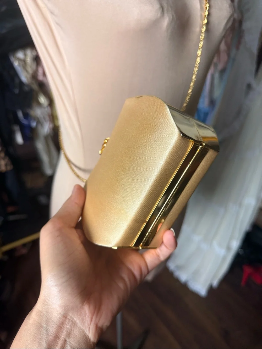 Vintage Jessica McClintock Gold Evening Clutch Bag